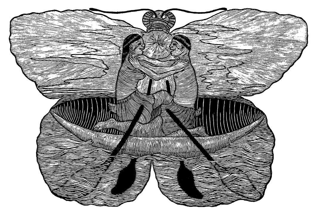 &quot;Deep Love (at High Noon)&quot;, Woodblock print on unbleached muslin, 37x60&quot; (93.98x152.4cm), 2021