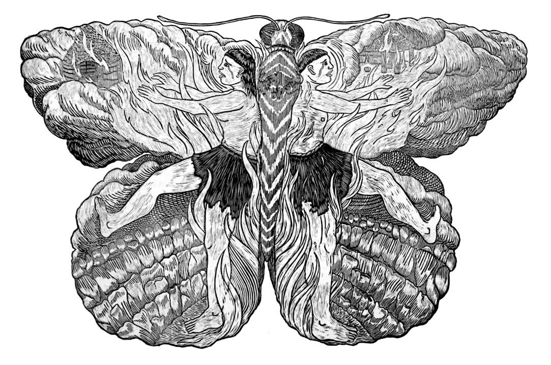 "Deep Cuts", Woodblock print on unbleached muslin, 37x60" (93.98x152.4cm), 2021